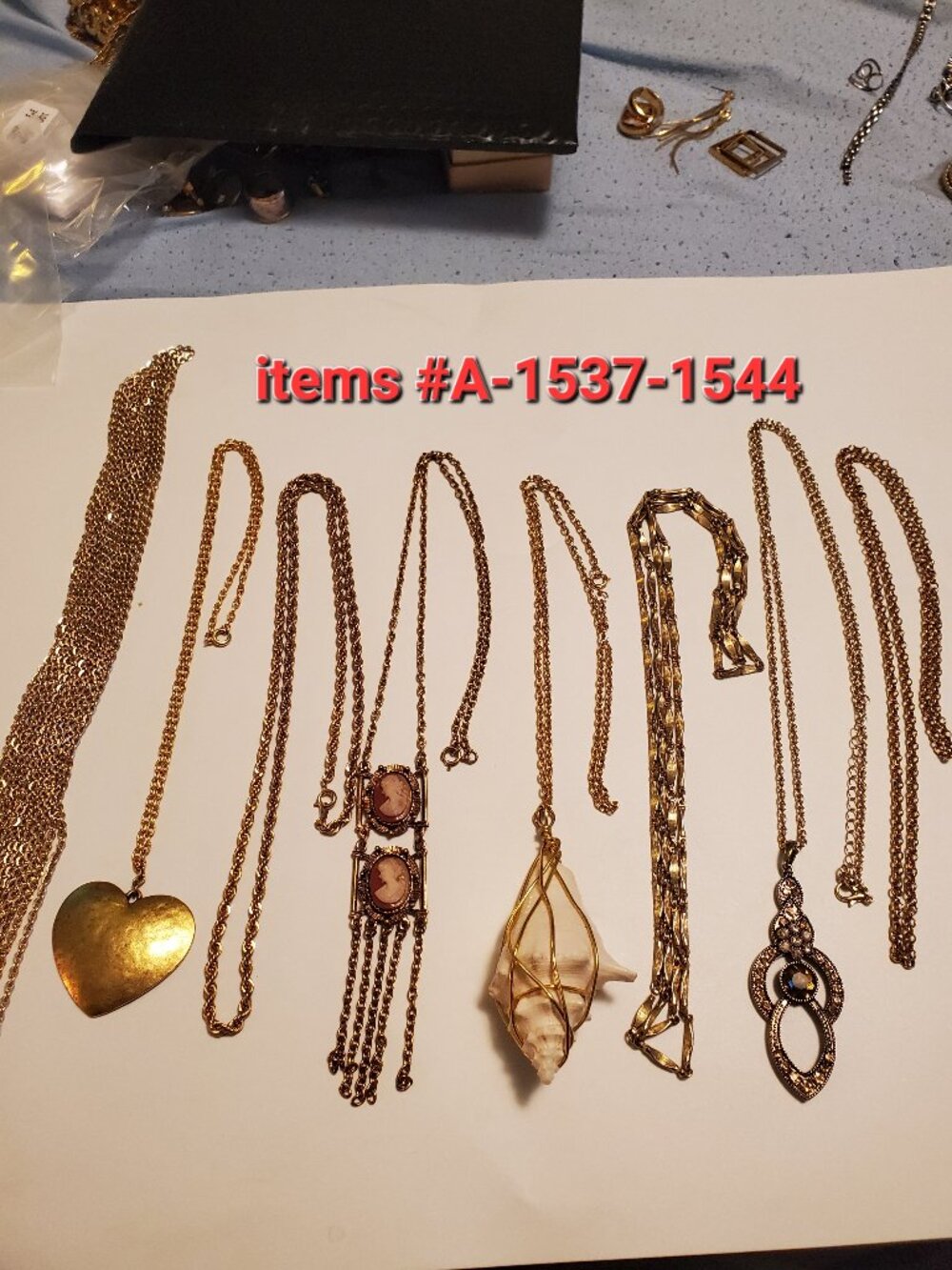 8 Gold Chain Necklaces, items # A-1537-1544, wt. 191 grams,.